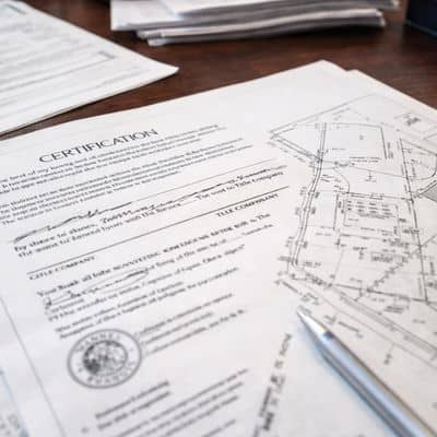Commercial survey certification document - ALTA SURVEY Illinois Survey certification page and site plan reviewed during an ALTA land survey before commercial closing