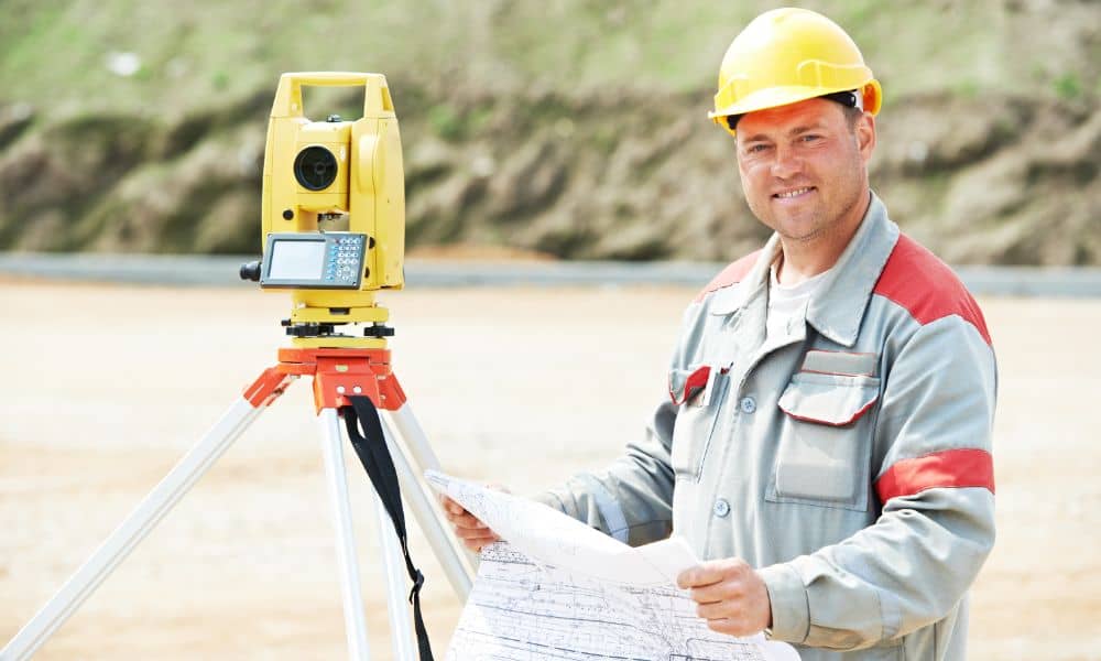 alta surveys commercial site chicago - ALTA SURVEY Illinois alta surveys - Surveyor conducting an ALTA survey at a commercial property site in Chicago