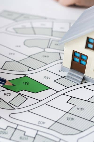 Property lot map showing parcel boundaries, used to explain boundary surveys and mapping rules