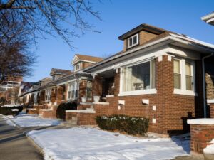 Chicago bungalow with a lower-level space to consider when reviewing a flood elevation certificate for basement conversion plans